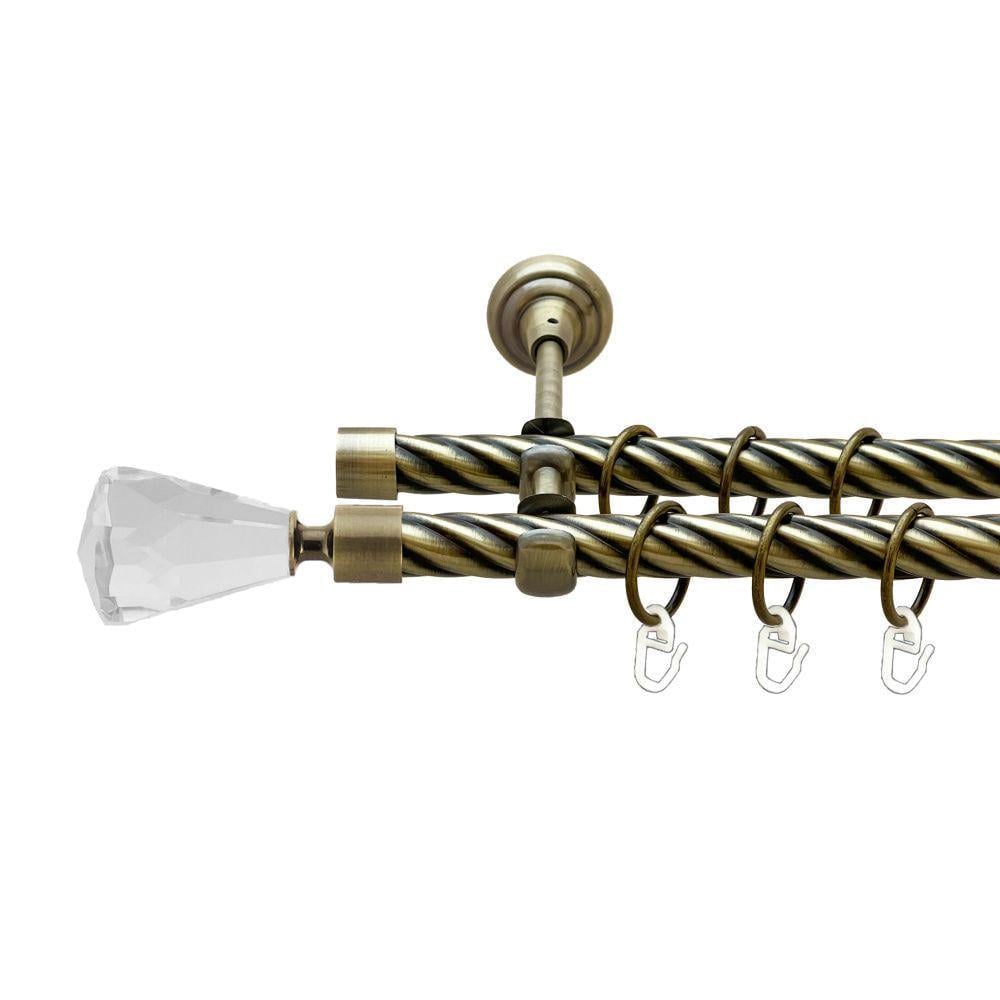 Карниз металлический Orvit Лучетта двухрядный открытый/скрученная труба/кольцо металлическое Антик 19/19 мм 240 см (00-00022223)