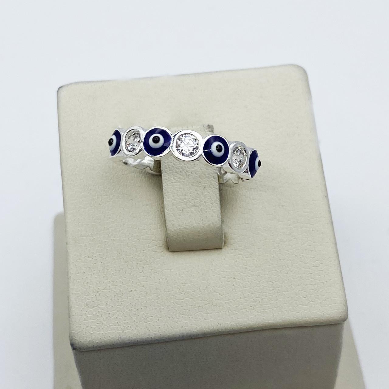 Кольцо серебряное с кубическим цирконием Глаз Фатимы 17 2,92 г (2087332398)