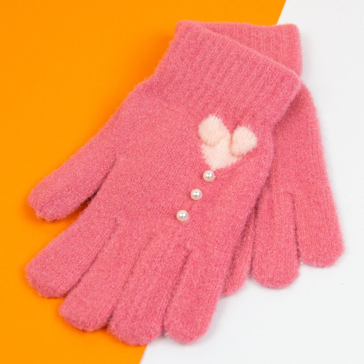 Перчатки для девочек подростков на 9-11 лет 21-25-28 Розовый (DR010037)