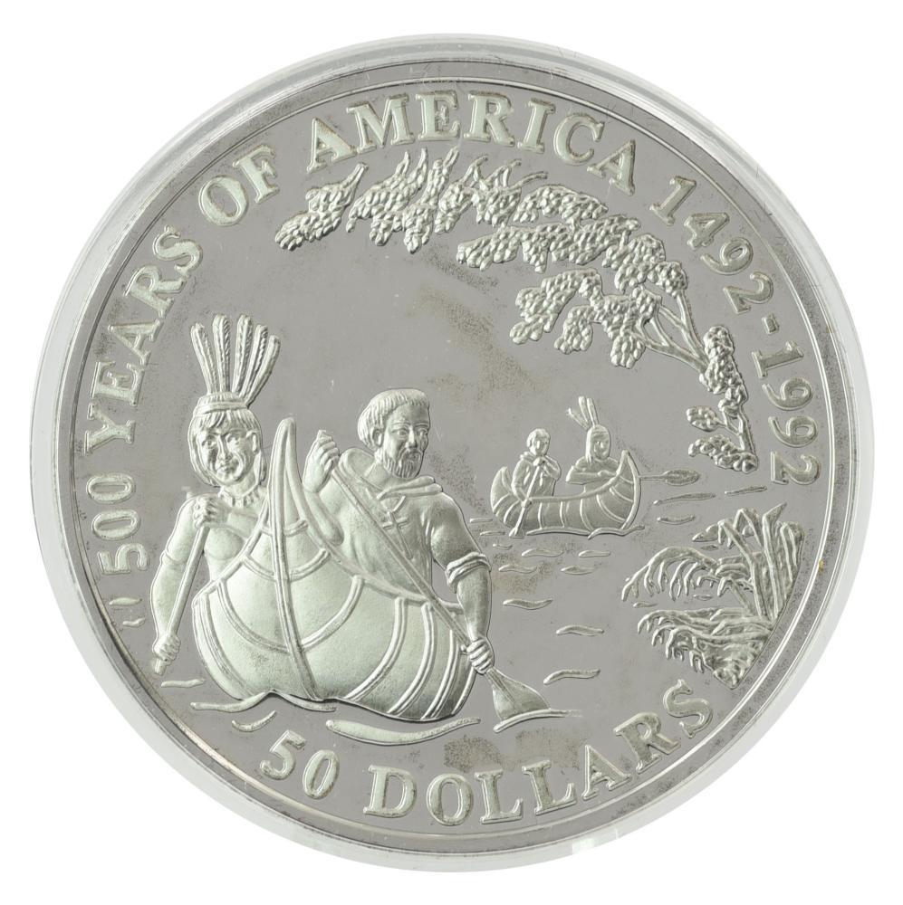 Коллекционная монета Острова Кука 50 долларов 1993 серебро Proof 500 лет Открытию Америки-Отец Жак Маркетт (М22640) Коллекционная монета Острова Кука 50 долларов 1993 серебро Proof 500 лет Открытию Америки-Отец Жак Маркетт (М22640)