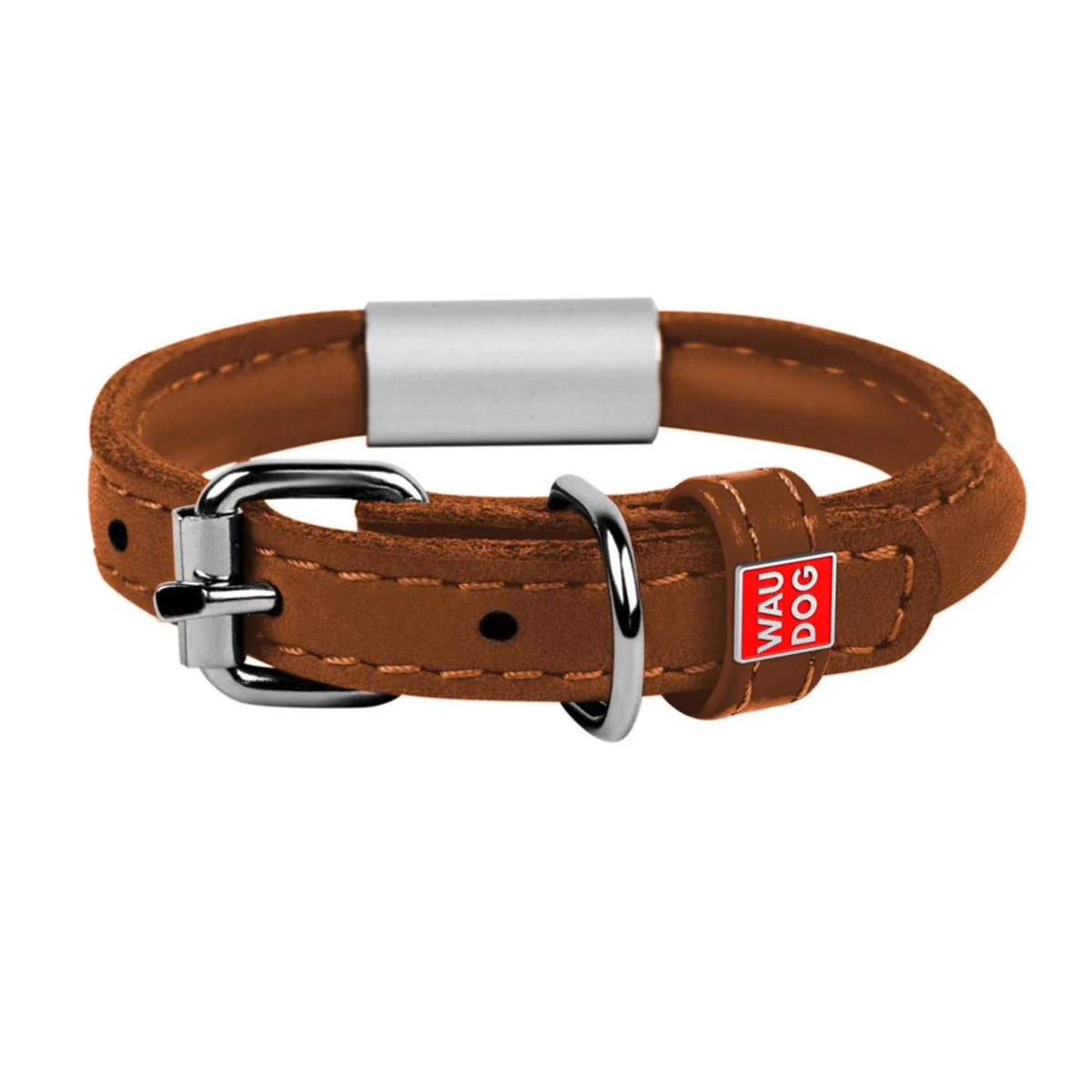 Ошейник Waudog SOFT круглый с адресником 10 мм 33-41 см Коричневый