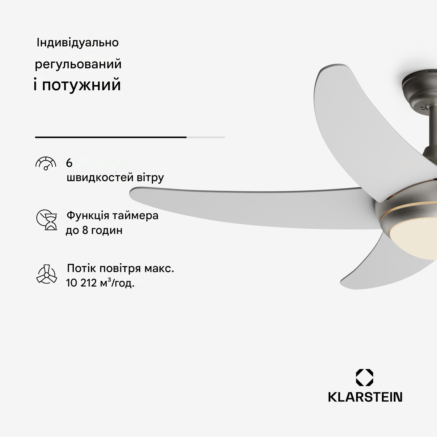 Вентилятор потолочный KLARSTEIN Bolero Smart управляемый через приложение 30 Вт (10046082) - фото 4