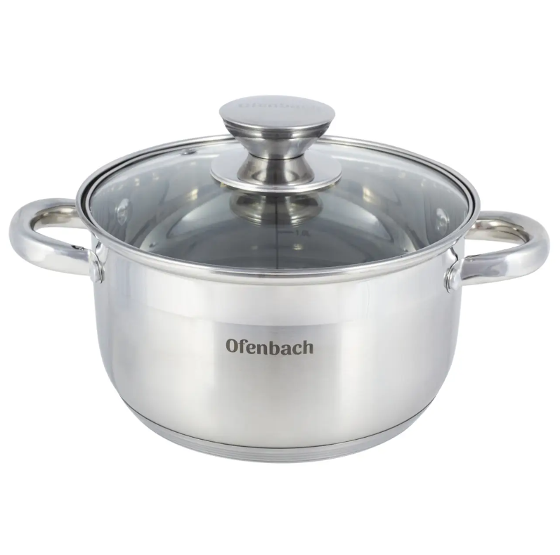 Каструля з кришкою Ofenbach 3,4 л з нержавіючої сталі та порожніми ручками для індукції та газу KM-100513 (NA002405)
