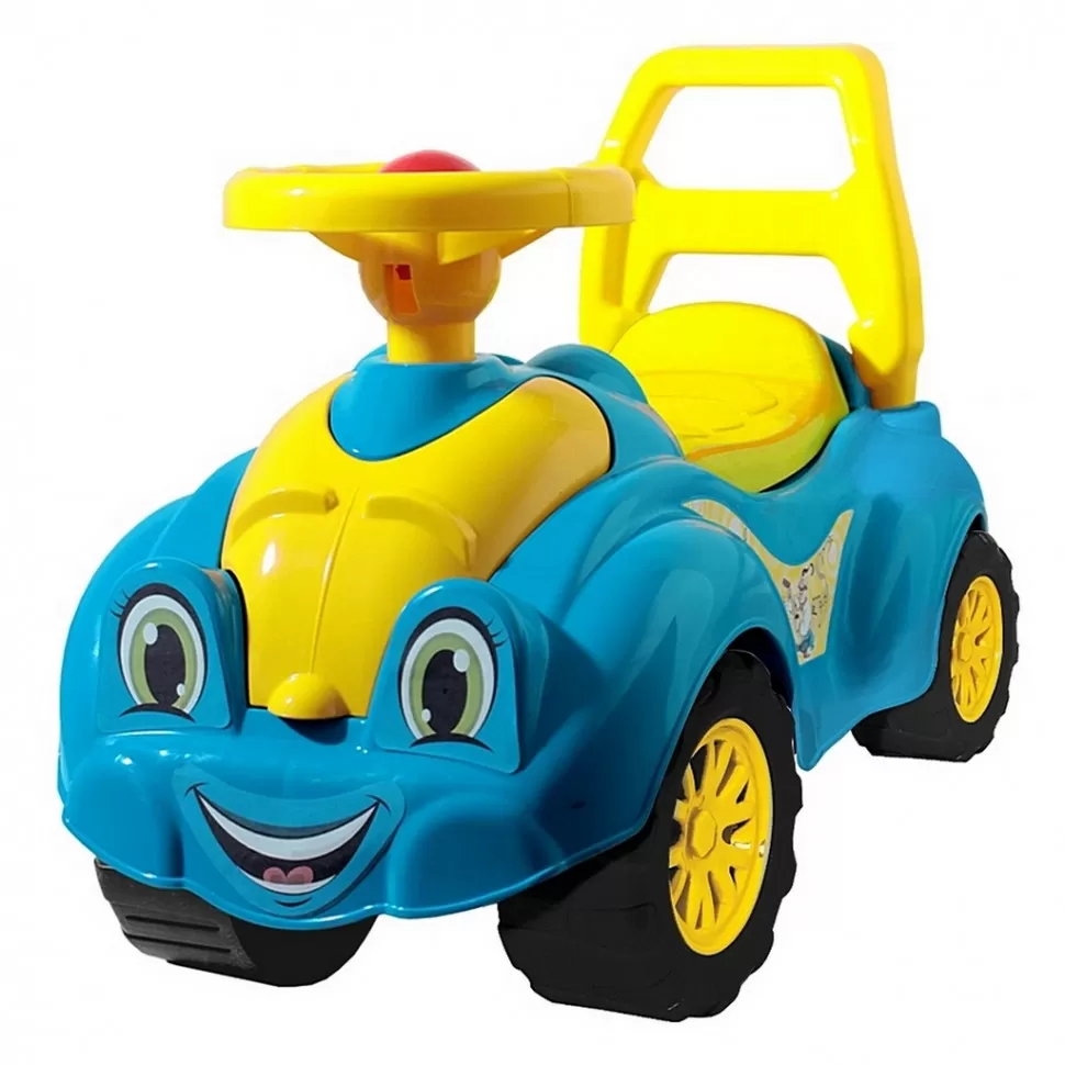 Детская каталка-толокар со звуком Желто-голубой