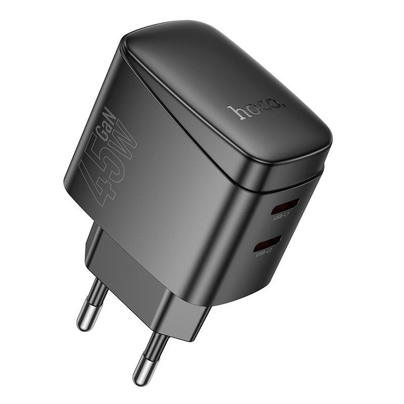 Зарядное устройство для телефонов Hoco CS62A Bright charger 2хUSB Type-C 45W/3A Black (8bc967d0) - фото 2 Зарядное устройство для телефонов Hoco CS62A Bright charger 2хUSB Type-C 45W/3A Black (8bc967d0) - фото 2