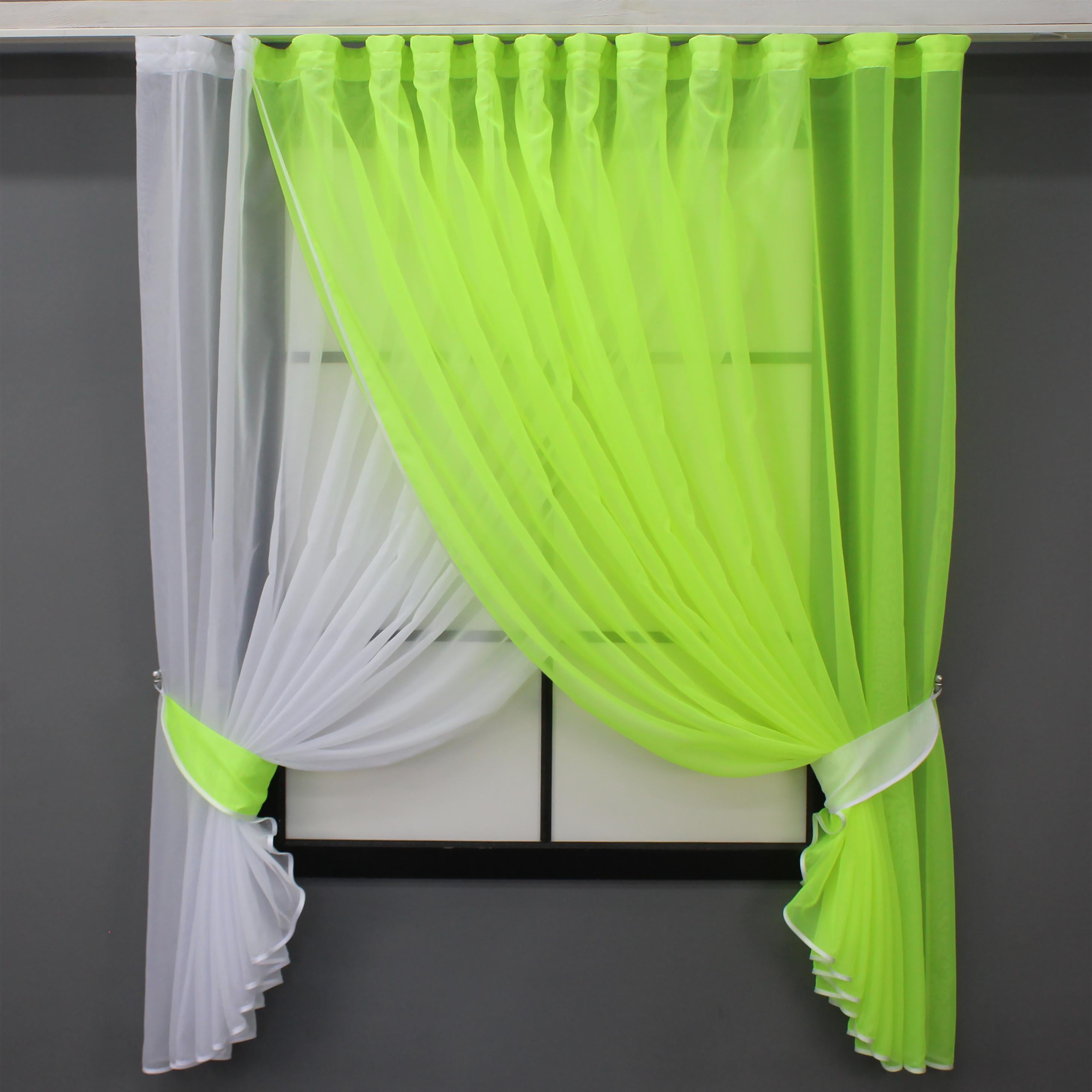 Кухонные шторки VR-Textil № 060к Дуэт с подвязками 330х170 см Салатовый/Белый (52-0887)