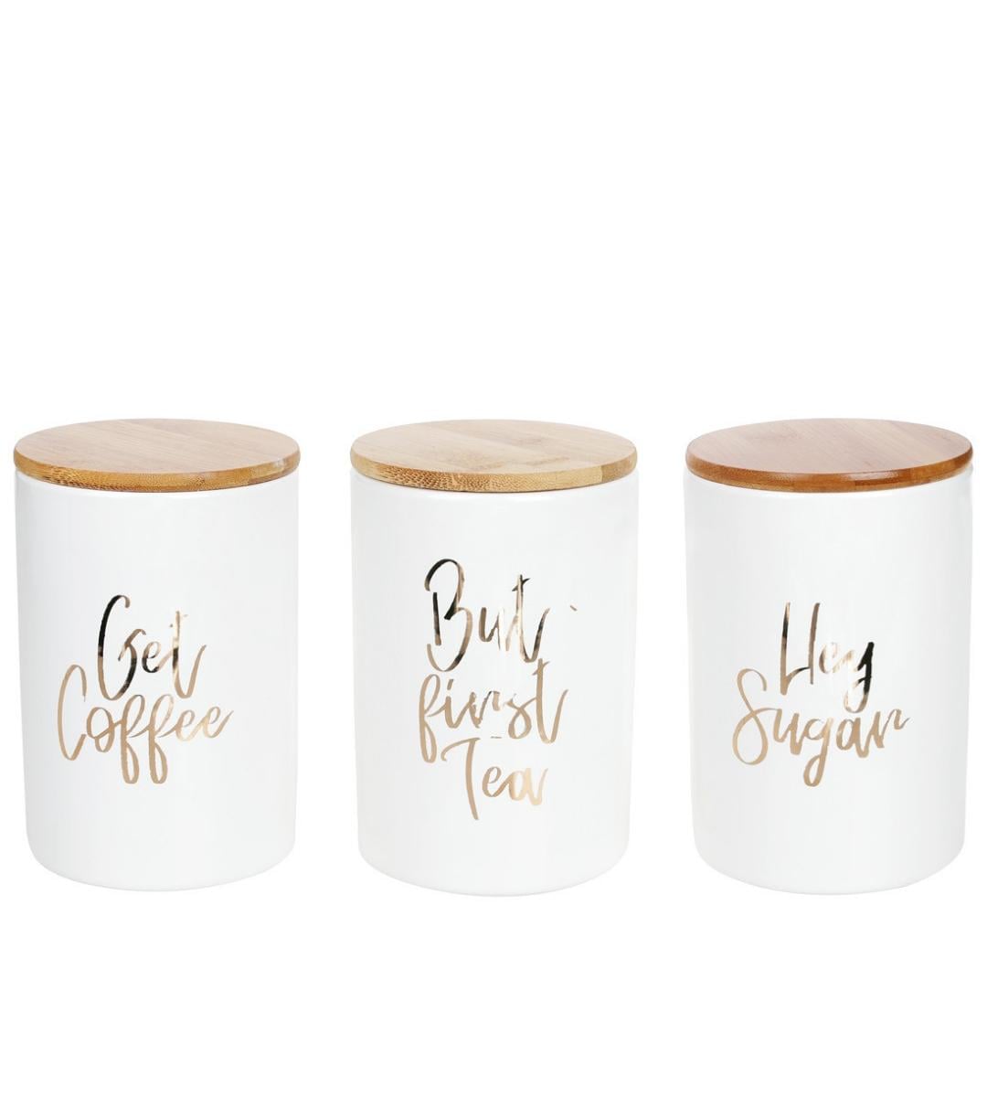 Набор банок для сыпучих BonaDi Merceyl Coffe Sugar Tea керамика с крышками 800 мл 3 шт. (BD-304-905)