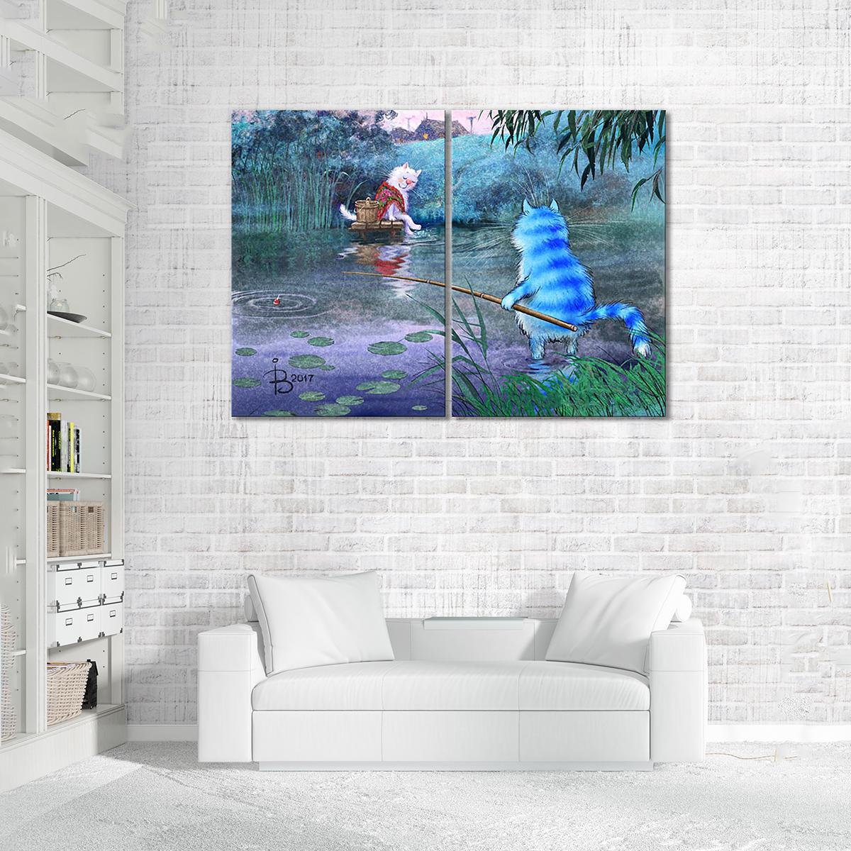 Модульная картина На речке, на речке, на том бережооочке... 2 модуля общий размер 40х60 см (_rinaz_20172224017)