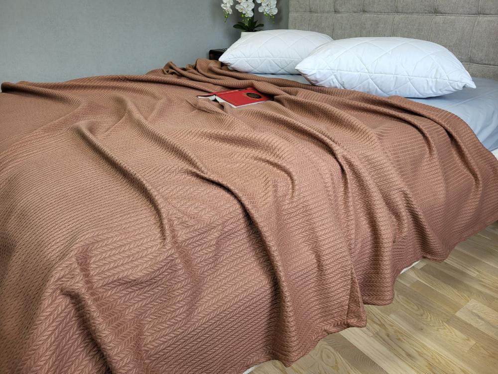 Покрывало Пике Косичка 160x220 см Молочный шоколад (11235) - фото 5