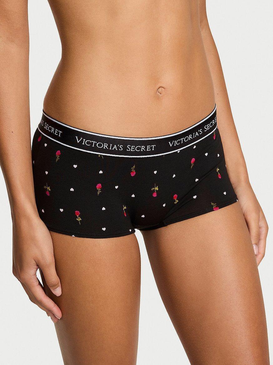 Трусики женские Victoria's Secret Logo Cotton Boyshort XXL Черный (89976986576)