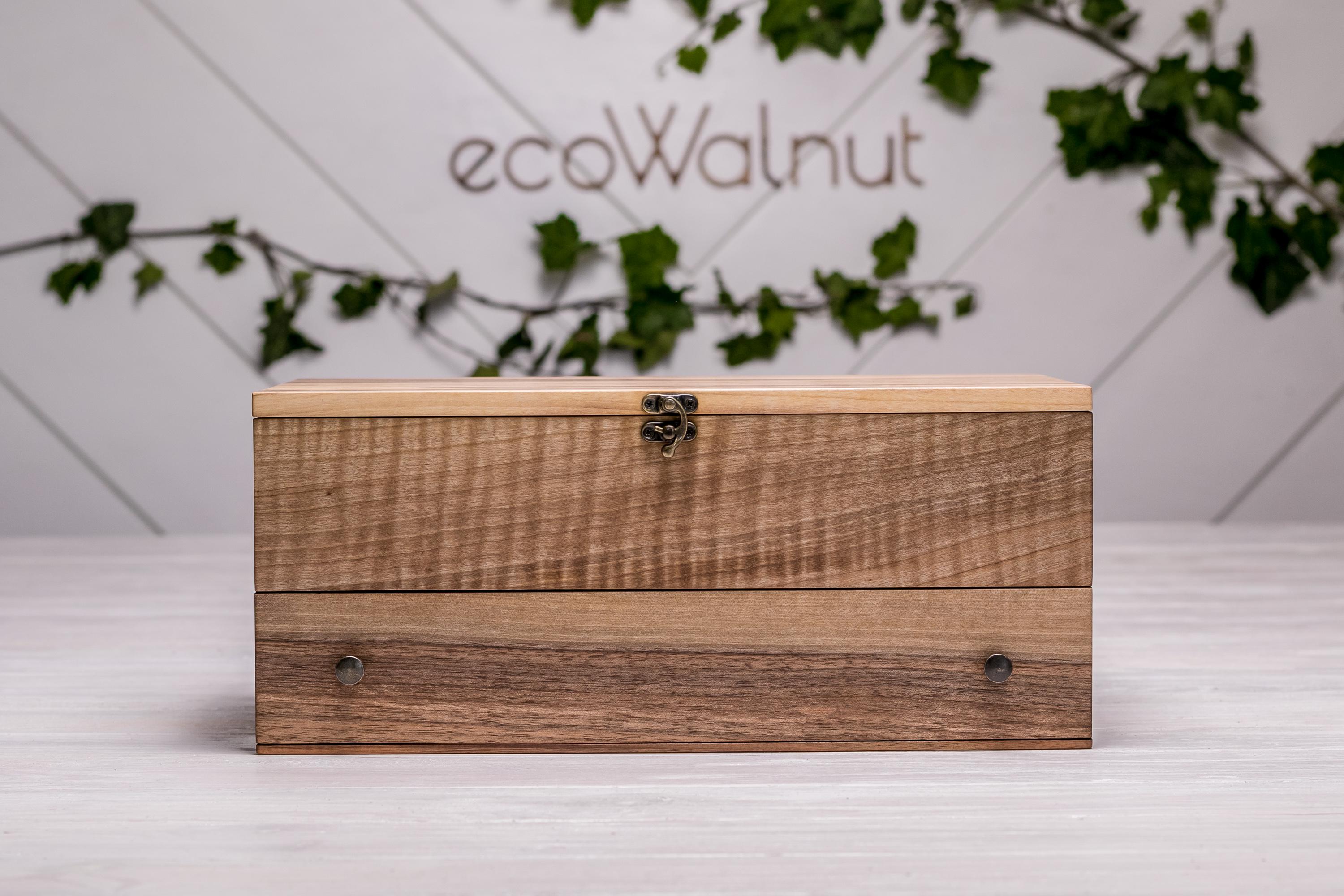 Коробочка EcoWalnut для 10 годинників з дерев'яною кришкою з ящиком (EB-5.5) - фото 9