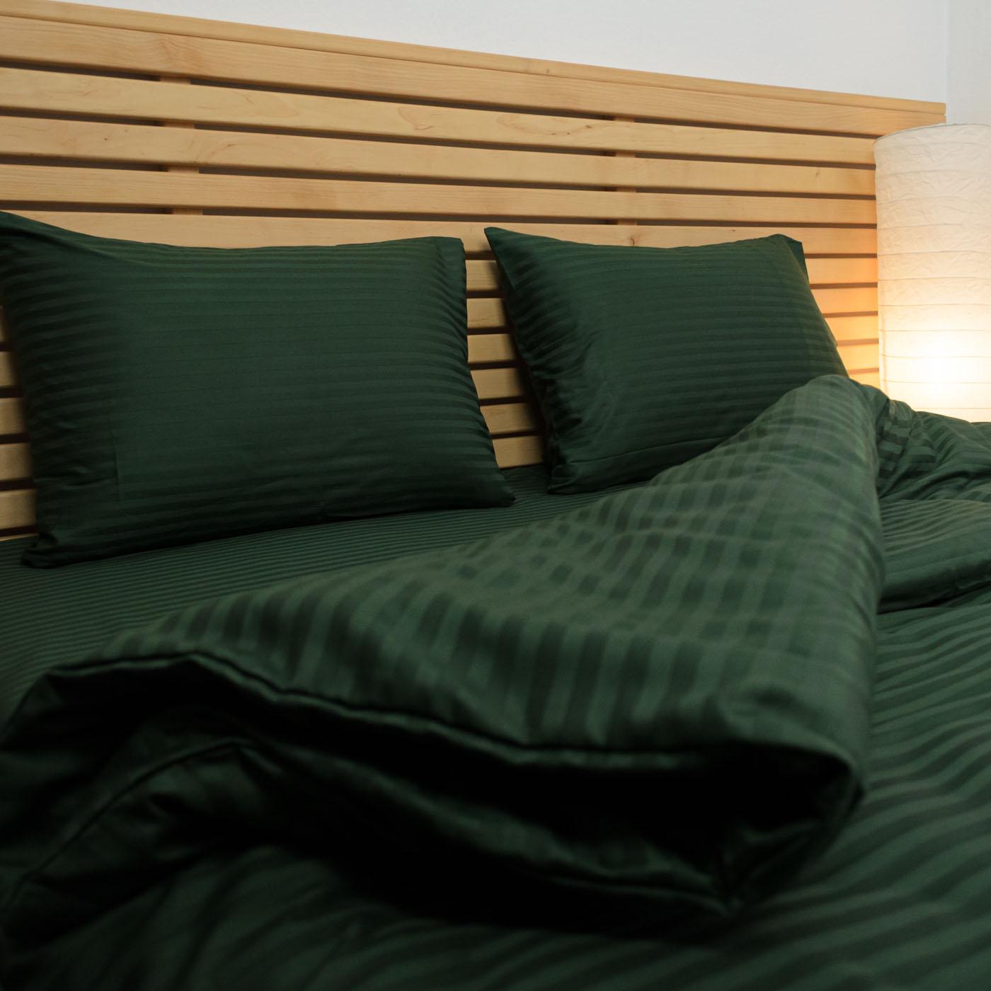 Наволочка YouStar 125 г/м2 страйп сатин 70х70 см 1 шт. Зеленый (nav-sst-70x70-green) - фото 1