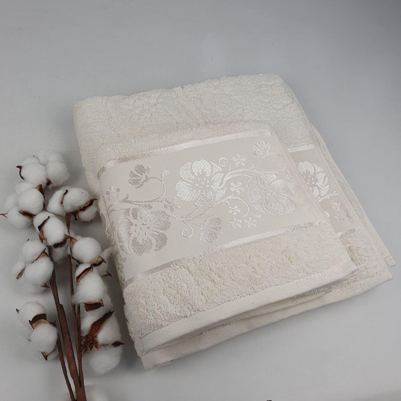 Набор полотенец Philippus Platinum Cotton Elina А295 2 шт. Молочный (CN38977) Набор полотенец Philippus Platinum Cotton Elina А295 2 шт. Молочный (CN38977)