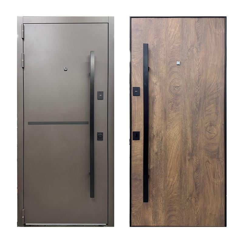 Двері вхідні ліві Sarmak Термолайн ДР з терморозривом 2050х960 мм Сіро-коричневий/Спил коньячний (31265972)