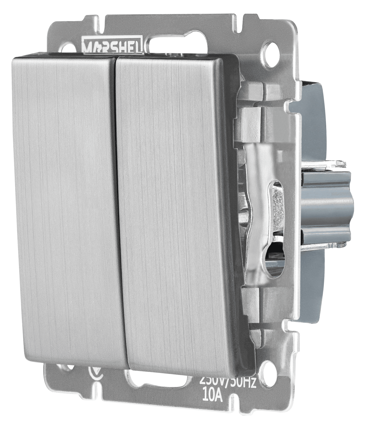 Механизм выключателя двухклавишного MARSHEL GRAND VS10-400М нержавеющая сталь - фото 2