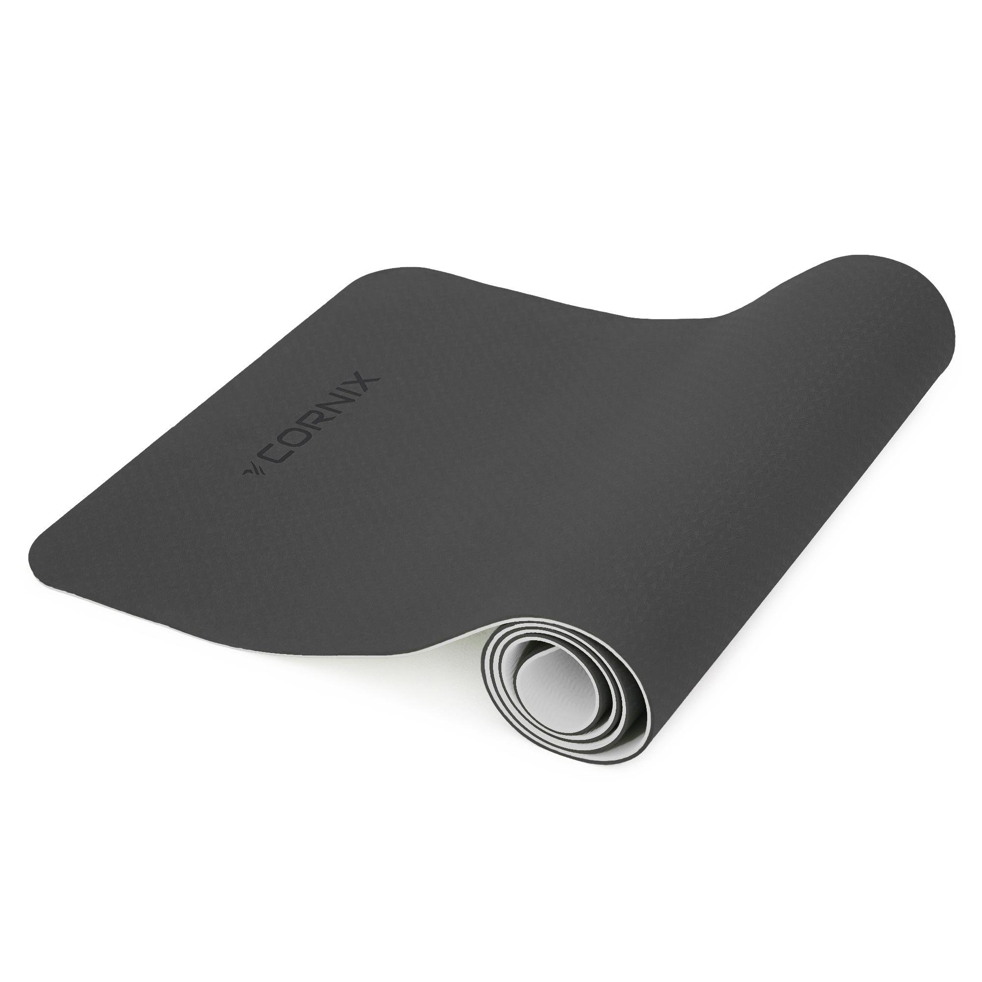 Ковр спортивный Cornix TPE 183x61x0,6 см для йоги и фитнеса Black/Grey (XR-0349)
