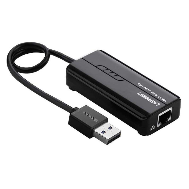 Внешняя сетевая карта UGreen 20264 с USB 2.0 хабом 10/100 Mbps