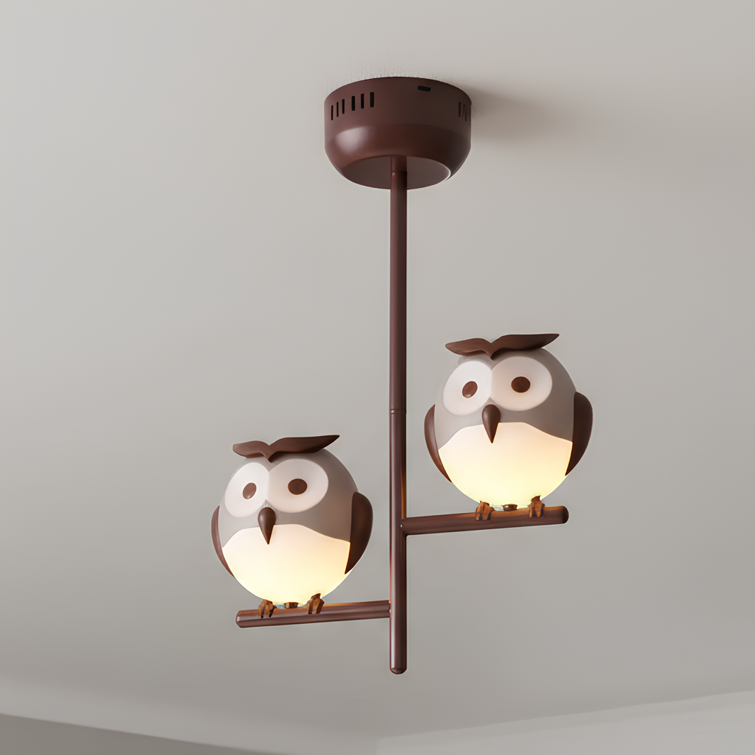 Люстра Sirius для детской комнаты с двумя плафонами в форме совы под лампы G4 Коричневый (МX 16020-2В)