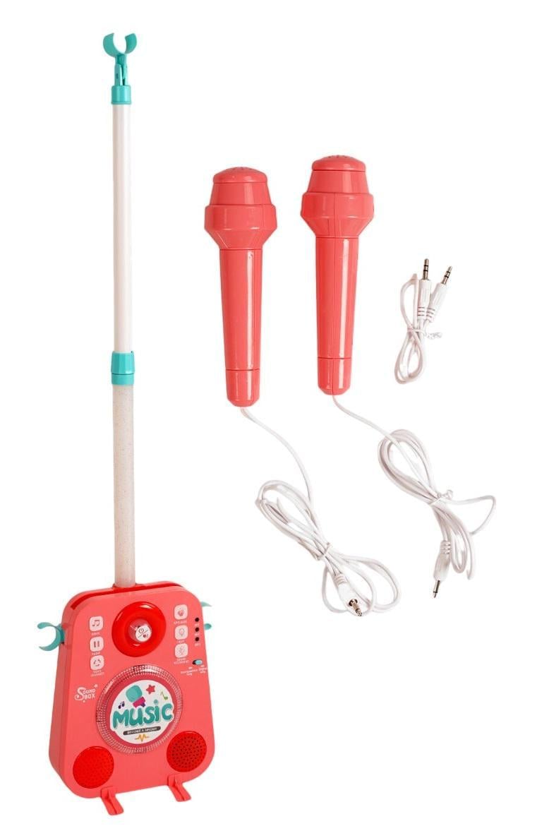 Детское караоке 1092-18/2 подсветка/2 микрофона/мелодии/MP3/функция записи/изменение голоса/кабель 3,5 мм (25604913)