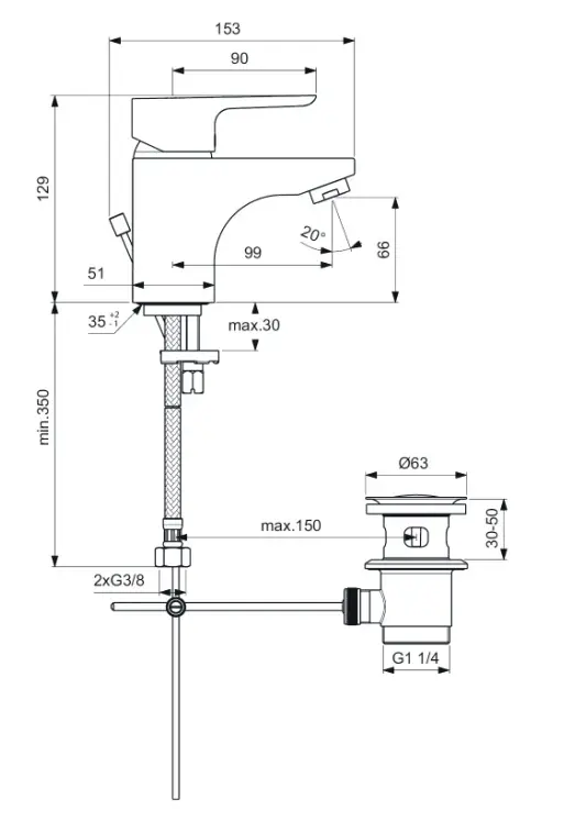 Змішувач IDEAL STANDARD CERAPLAN III B0700AA - фото 2