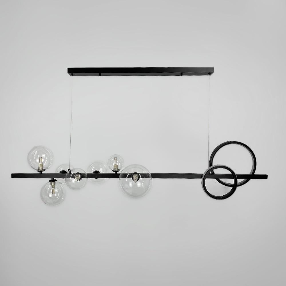Світильник сучасний лінійний на 7 прозорих плафонів та два кільця Чорний (AOC 4-1200 BK) Світильник сучасний лінійний на 7 прозорих плафонів та два кільця Чорний (AOC 4-1200 BK)