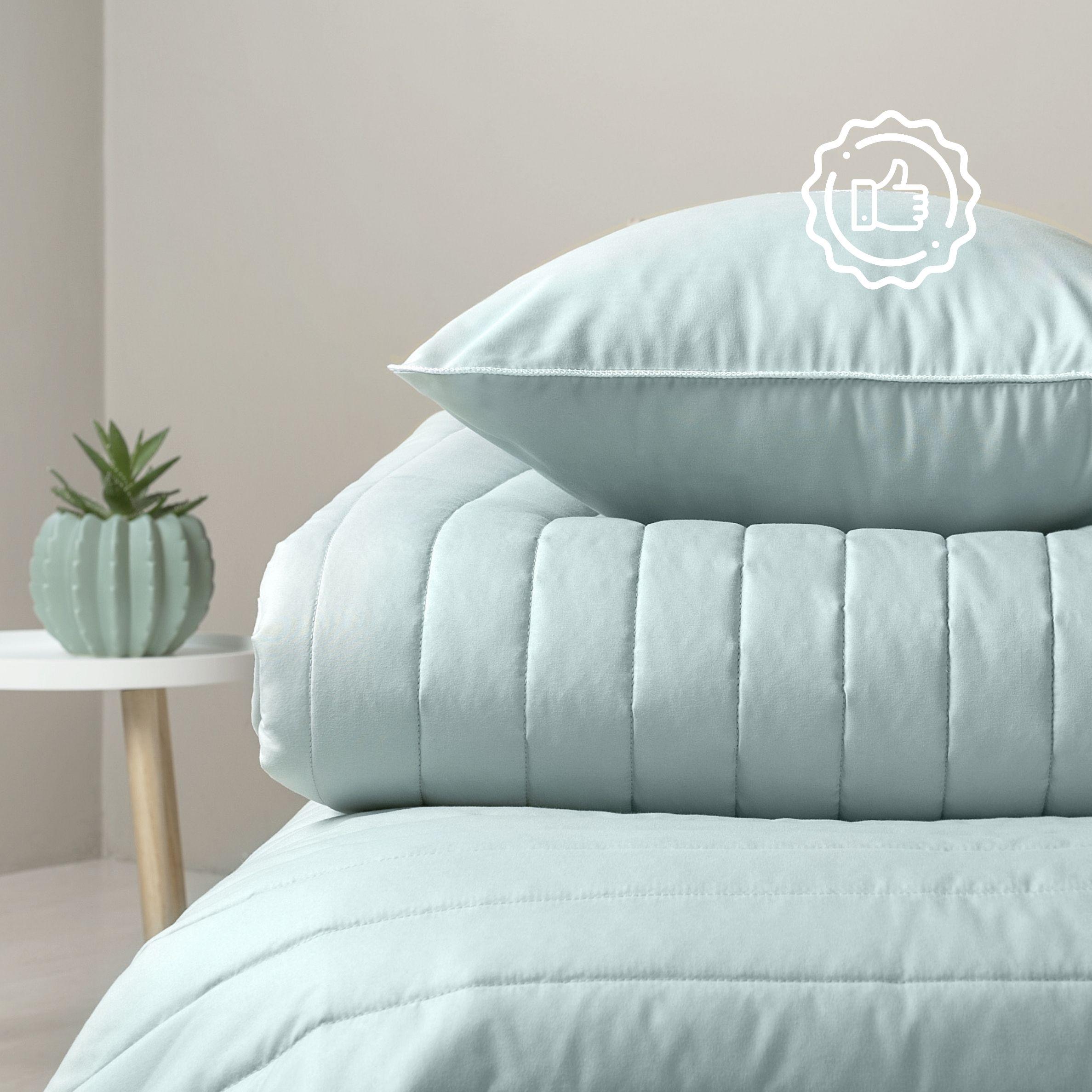 Покрывало евро IDEIA Люкс антиаллергенное двухстороннее 240х260 см Мятный/Серый (15373) - фото 2 Покрывало евро IDEIA Люкс антиаллергенное двухстороннее 240х260 см Мятный/Серый (15373) - фото 2