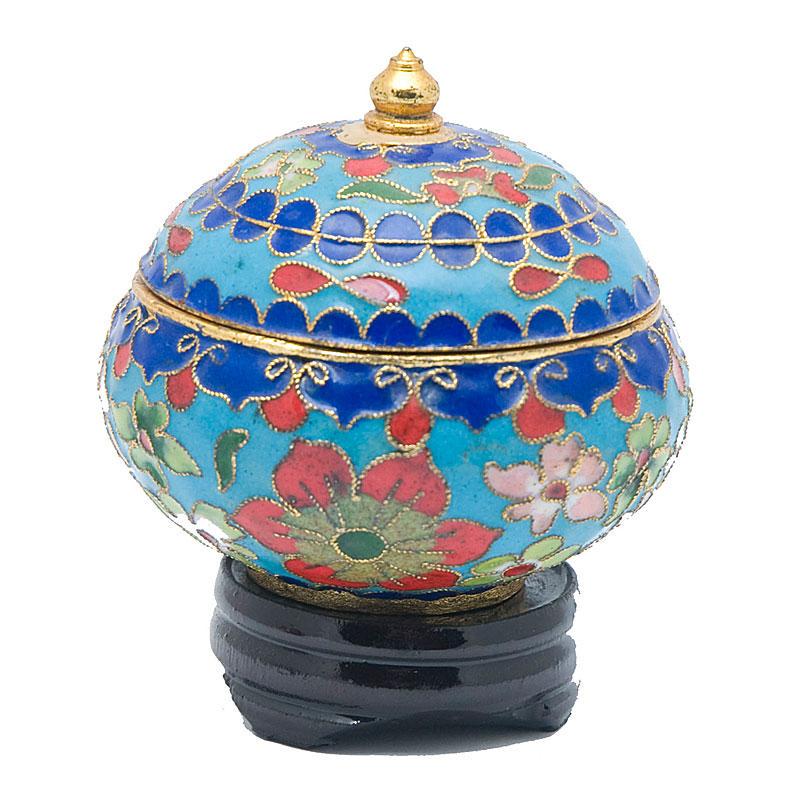 Ваза Бонбоньерка клуазоне с крышкой 7х7 см Голубой (B0066)