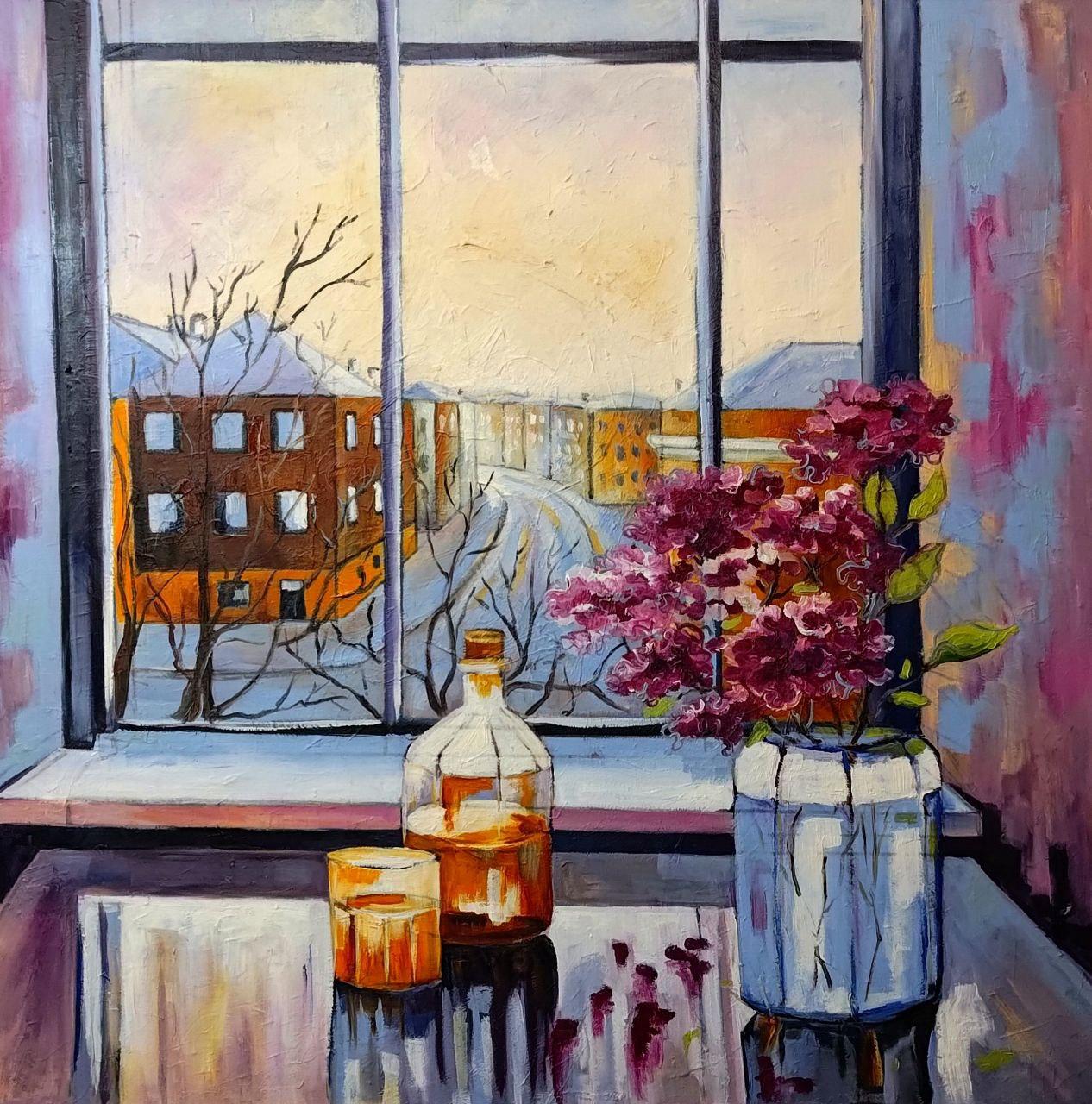 Картина олією на полотні Весна прийшла 70х70 см