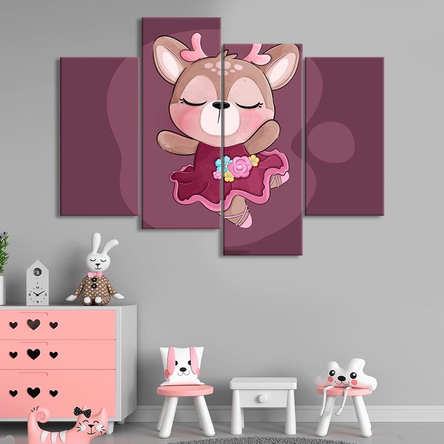 Картина в детскую комнату Танцующая лань в красивом платье 89x56 см (A1383-4)