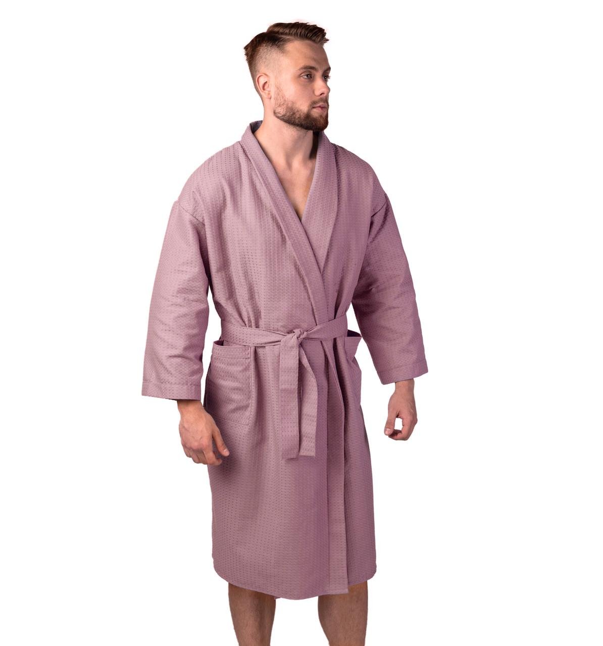 Халат мужской вафельный Luxyart Кимоно хлопок L Орхидея (LS-3356)