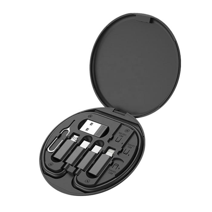 Кабель с переходниками Micro USB/Type C/Lightning 3A 60 Вт со скрепкой в ​​кейсе (2549773900)