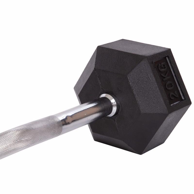 Штанга фиксированная изогнутая обрезиненная Rubber Hexagon Barbell Zelart TA-6231 20 кг Черный (58363128) - фото 4