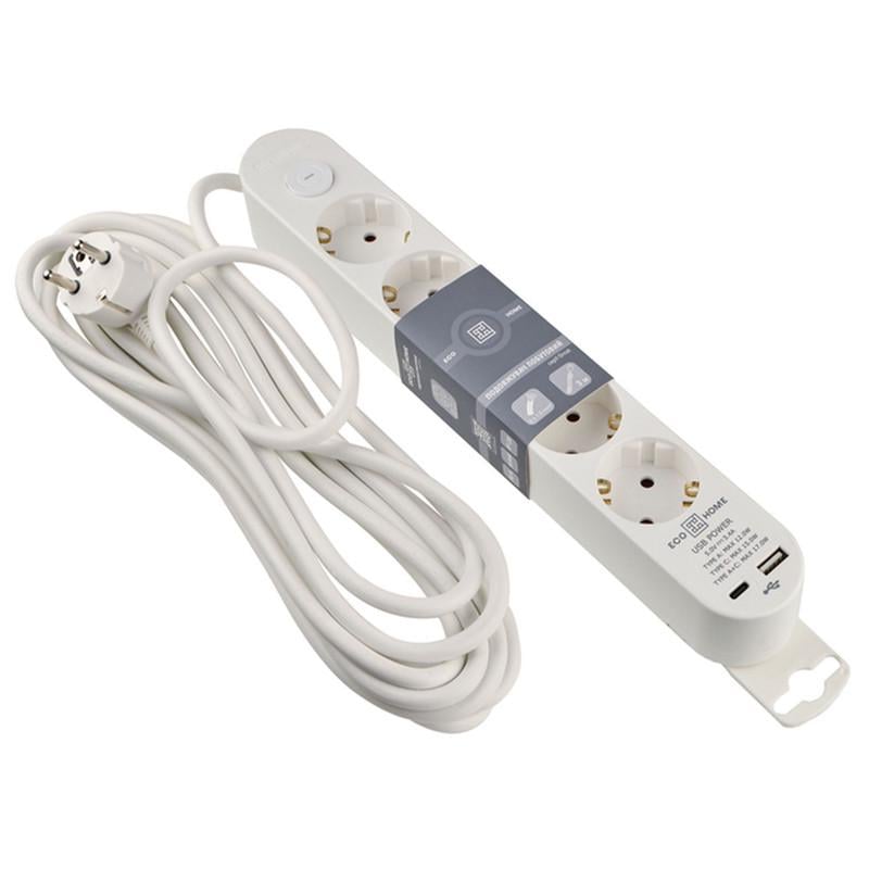 Фильтр-удлинитель сетевой АСКО-УКРЕМ Ornat 5 гнезд 5 м с ж/к USB/Type C с выключателем (ECO019001009) Фильтр-удлинитель сетевой АСКО-УКРЕМ Ornat 5 гнезд 5 м с ж/к USB/Type C с выключателем (ECO019001009)