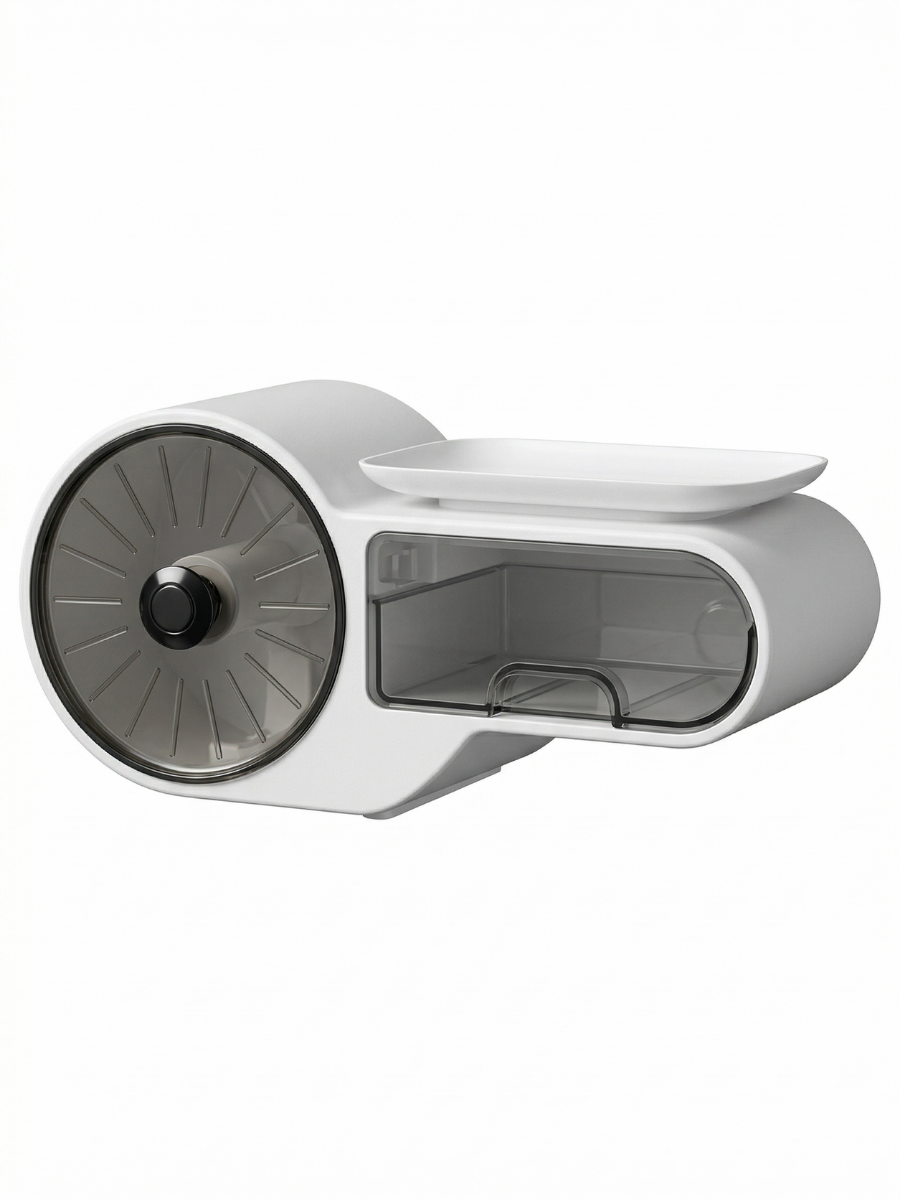 Держатель-диспенсер настенный для туалетной бумаги закрытый влагозащитный с полочкой и выдвижным ящиком без сверления Белый (6326651543) Держатель-диспенсер настенный для туалетной бумаги закрытый влагозащитный с полочкой и выдвижным ящиком без сверления Белый (6326651543)