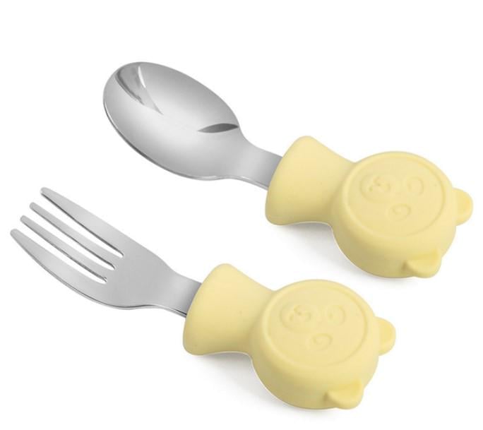 Набор детского фраже вилка/ложка силикон 9,5х3 см 2 пр. (AN012699) - фото 1