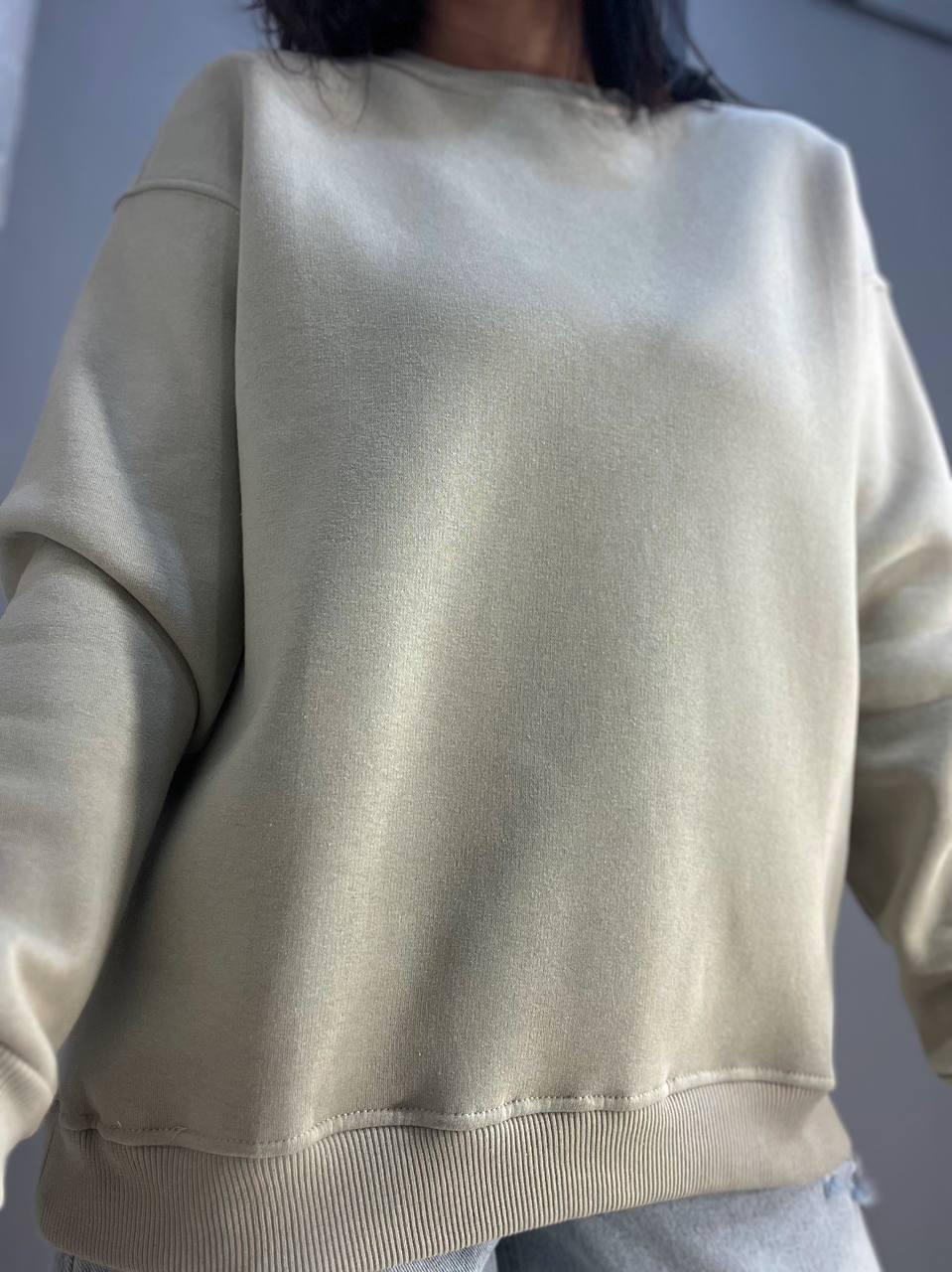 Свитшот женский PEPPER MINT 24-14 базовый простой удлиненный оверсайз M Темно-бежевый (944) - фото 3