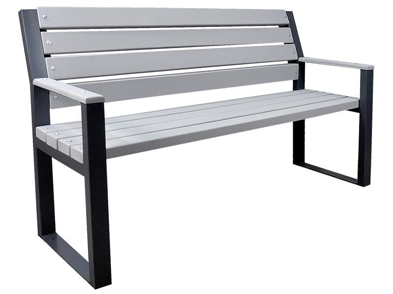 Скамья садовая со спинкой Kompred OL657/5 брус 1800x600x915 мм Графитовый/Серый