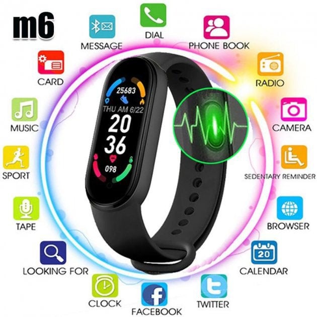 Фітнес-браслет FitPro Smart Band M6 Bluetooth 80 mAh Black (tf4610) - фото 5