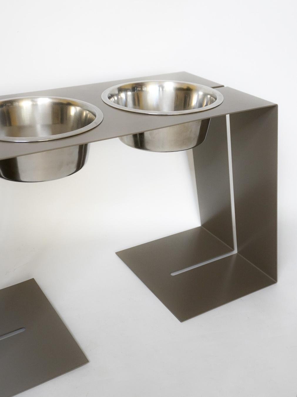 Годівниця Bestmeal підставка для собак великих порід на 2 миски метал 300 мм 1,8 л Бежево-Сірий (24436854) - фото 3