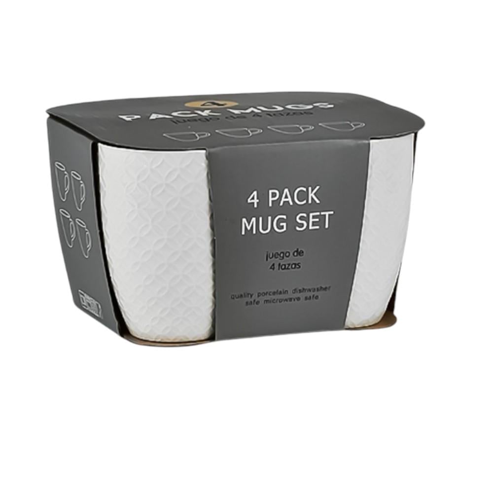 Чашки порцелянові Stenson White з візерунком 4 шт. 360 мл Білий (622134)