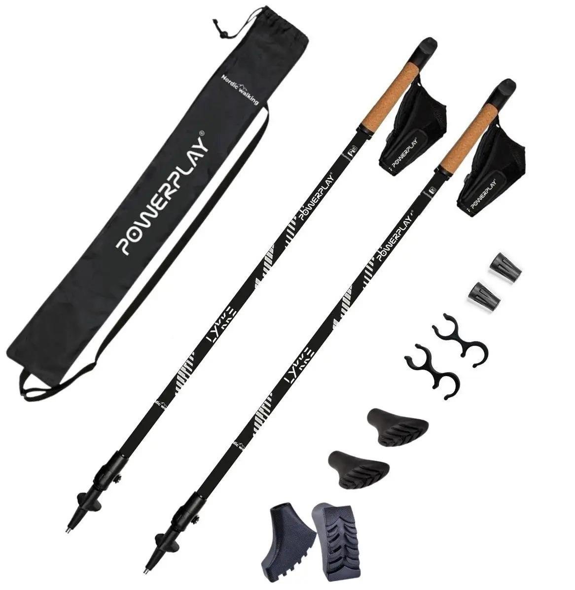 Палки для скандинавской ходьбы PowerPlay 9111 Lykke 2-и пары сапог/80-135 см Black/White
