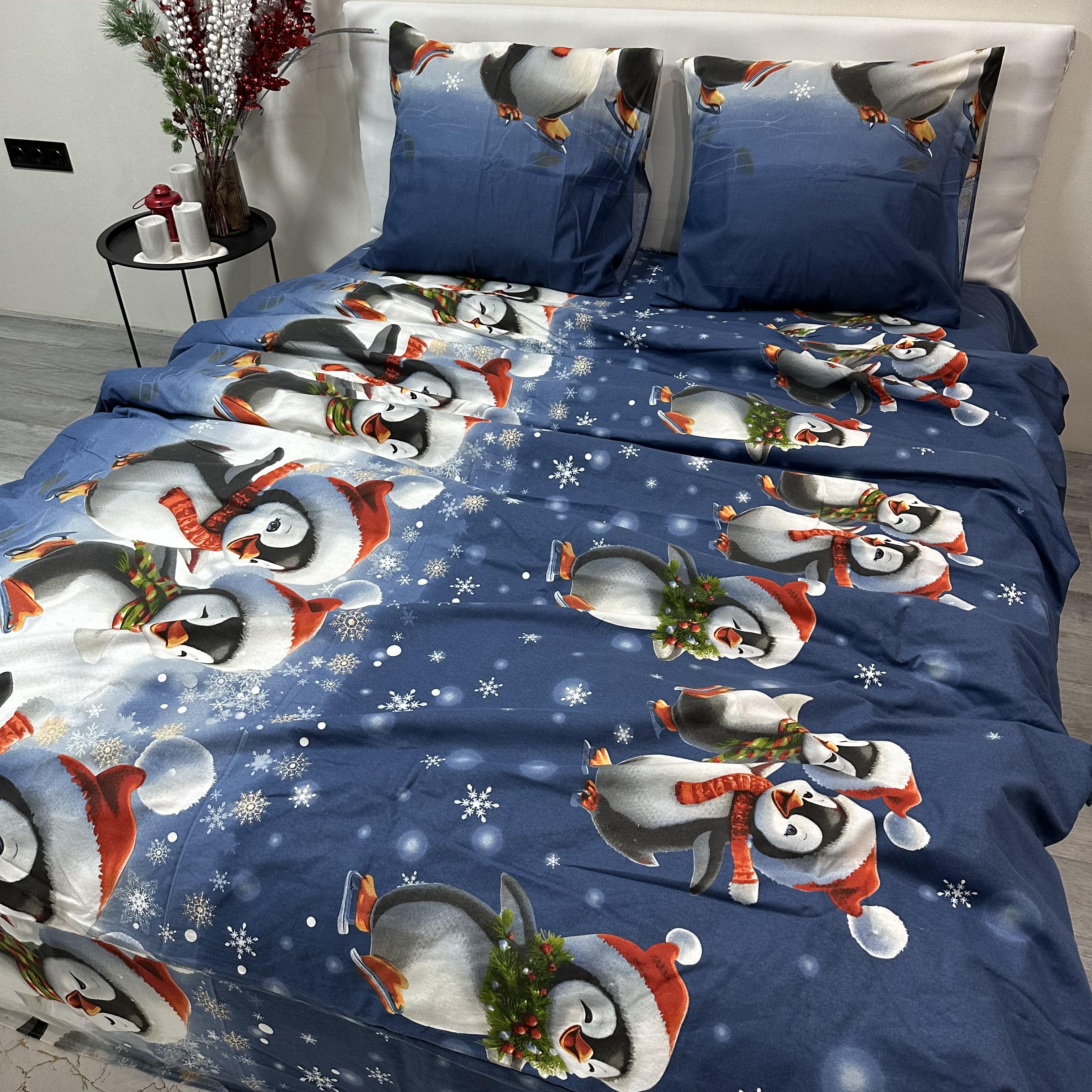 Комплект постільної білизни байкова Зимовий євро Синій (байка 6-3) - фото 2 Комплект постільної білизни байкова Зимовий євро Синій (байка 6-3) - фото 2