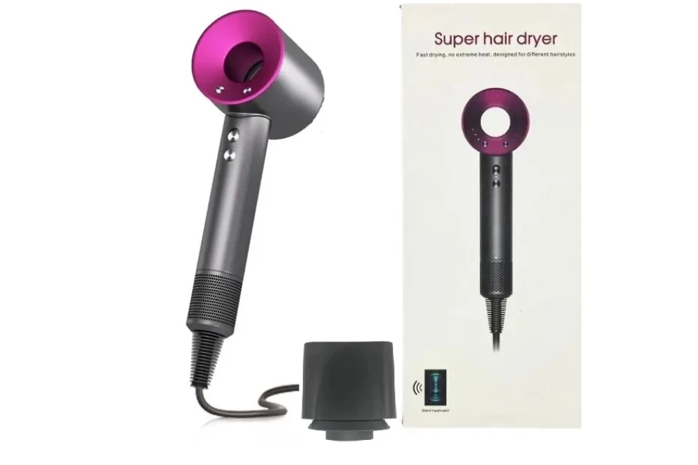 Фен для волос Hair Dryer с насадкой 1600 Вт Grey/Pink (23252192)