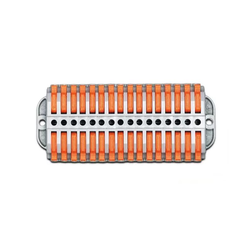 Клемма проходная Tactix 0,08-4 мм2 32А 16х1-16х1 одинарная 41,5х95,9х14,8 мм рычаг крепеж 3,1 мм Оранжевый (223-16P)