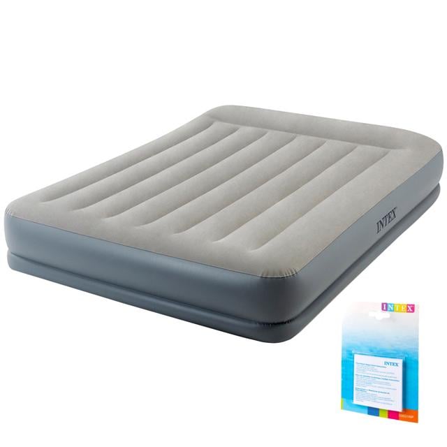 Надувная кровать двухспальная велюр 64118 со встроенным насосом 220-240В и ремкомплектом 152х203х30 см