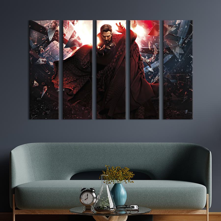 Картина модульная из 5 частей Доктор Стивен Стрендж и мультивселенная безумия 87x50 см (706-51)