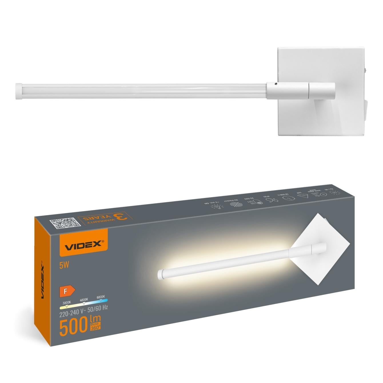 Светильник LED настенный Videx WL041 5W 3000/4000/6000K White (35711216)