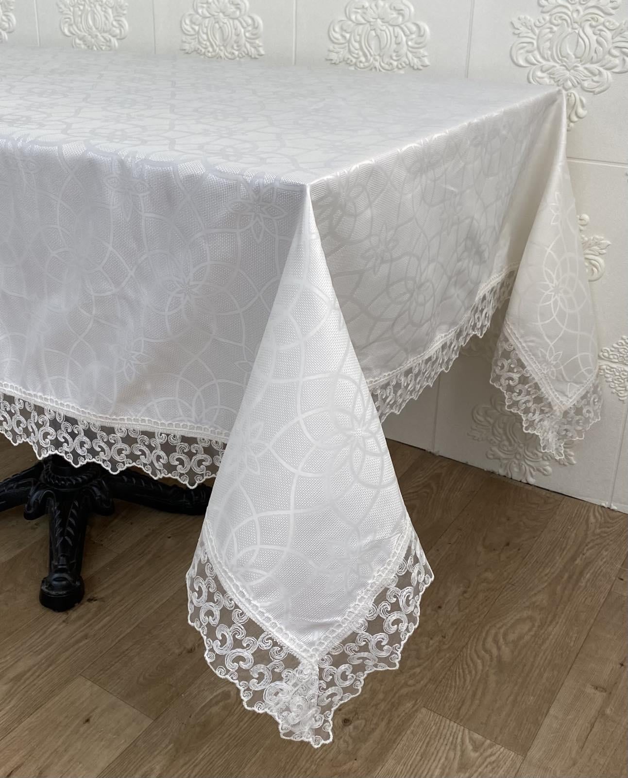 Скатерть с кружевом Masali Model 513 160x300 см Cream (CN22026)