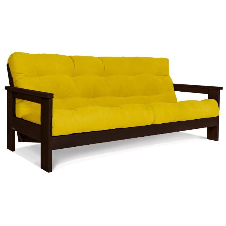 Диван-футон розкладний Woodman Mexico з масиву дерева Шоколадний/Жовтий