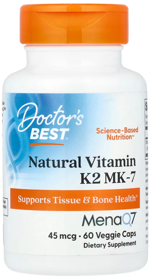 Витамин К2 МК-7/менахинон Doctors Best Natural Vitamin K2 MK-7 with MenaQ7 45 мкг 60 капсул
